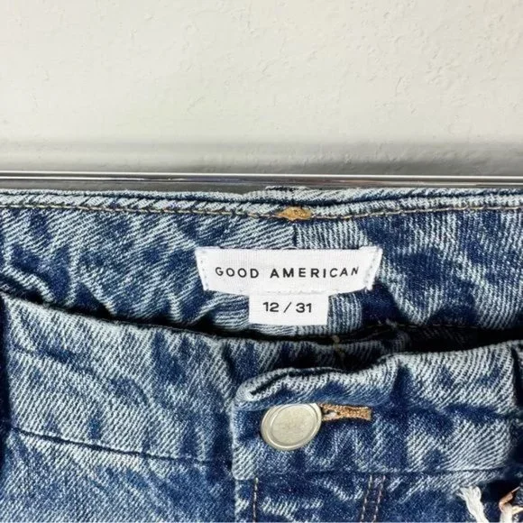 Good American Good '90s Icon Jeans Straight Leg Indigo 065 Size 12 / 31 - Picture 3 of 10